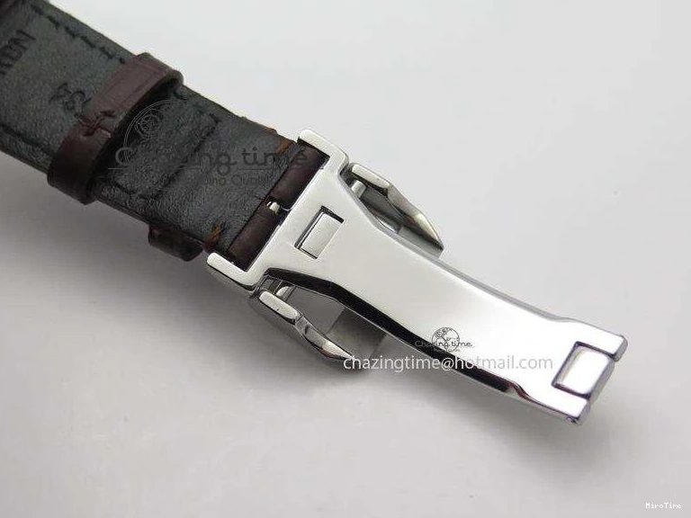 MIROTIME 0213 Chic Portuguese Tourbillon Power Reserve Moonphase SS White Dial Gold Numbers On Black Leather Strap 7319